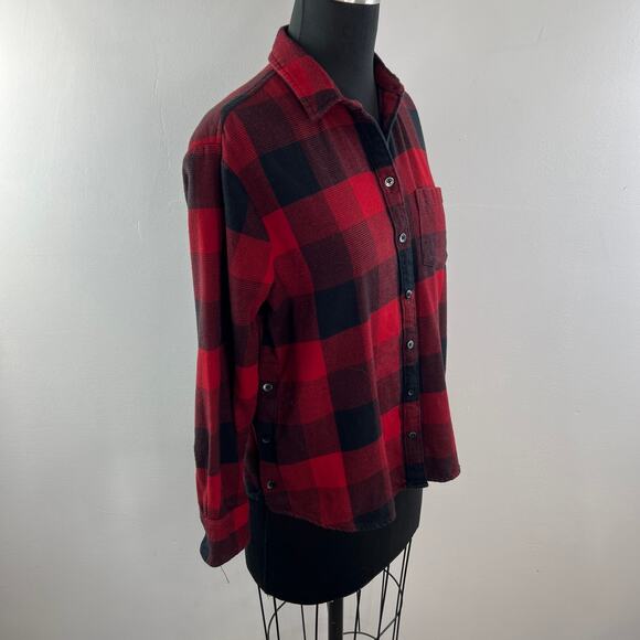 MADEWELL Flannel Oversized Plaid Ex-Boyfriend Shirt Side Button Pockets Size S - Picture 5 of 12